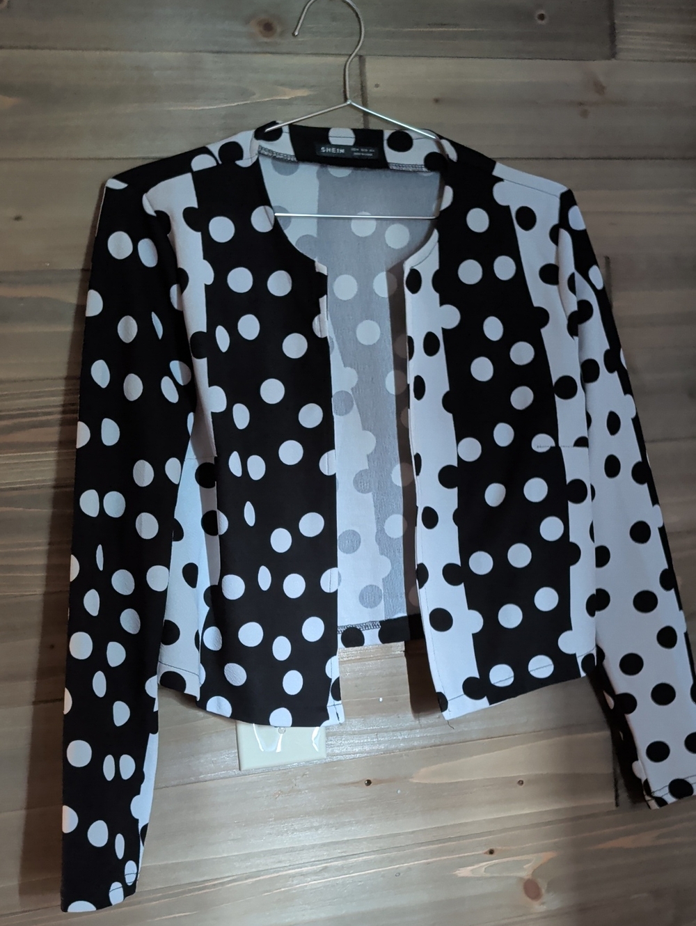 Shein Polka Dot Open-Front Women's Jacket - Black & White